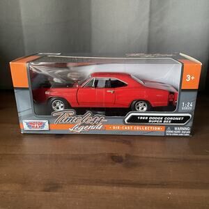 1969 Dodge Coronet Super Bee Red Die Cast Model Car 1/24 Scale Motormax